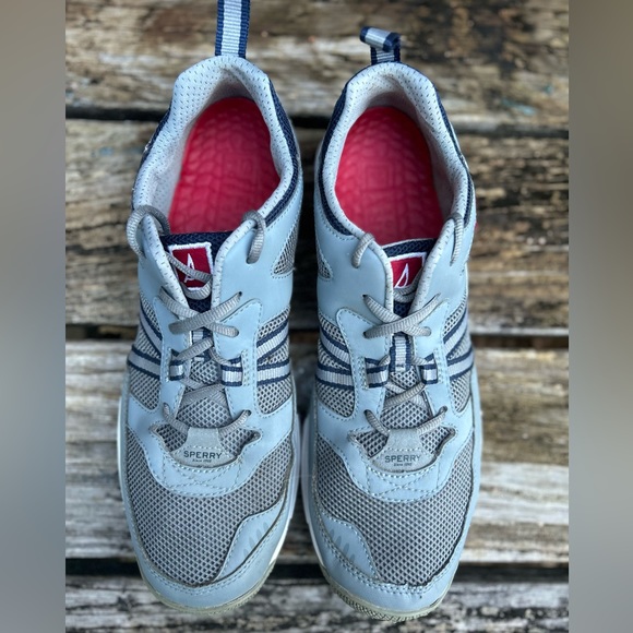 Sperry Harbormaster Men’s Gray Leather & Mesh Boating Shoes Size 11.5 - Picture 4 of 9